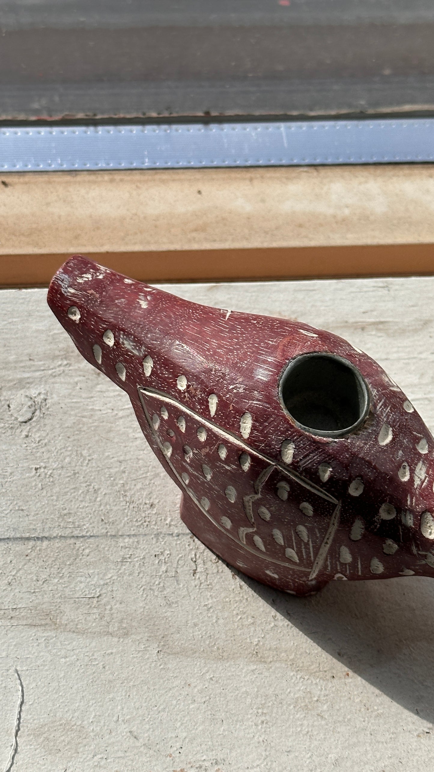 Carved Wooden Bird Candle Holder