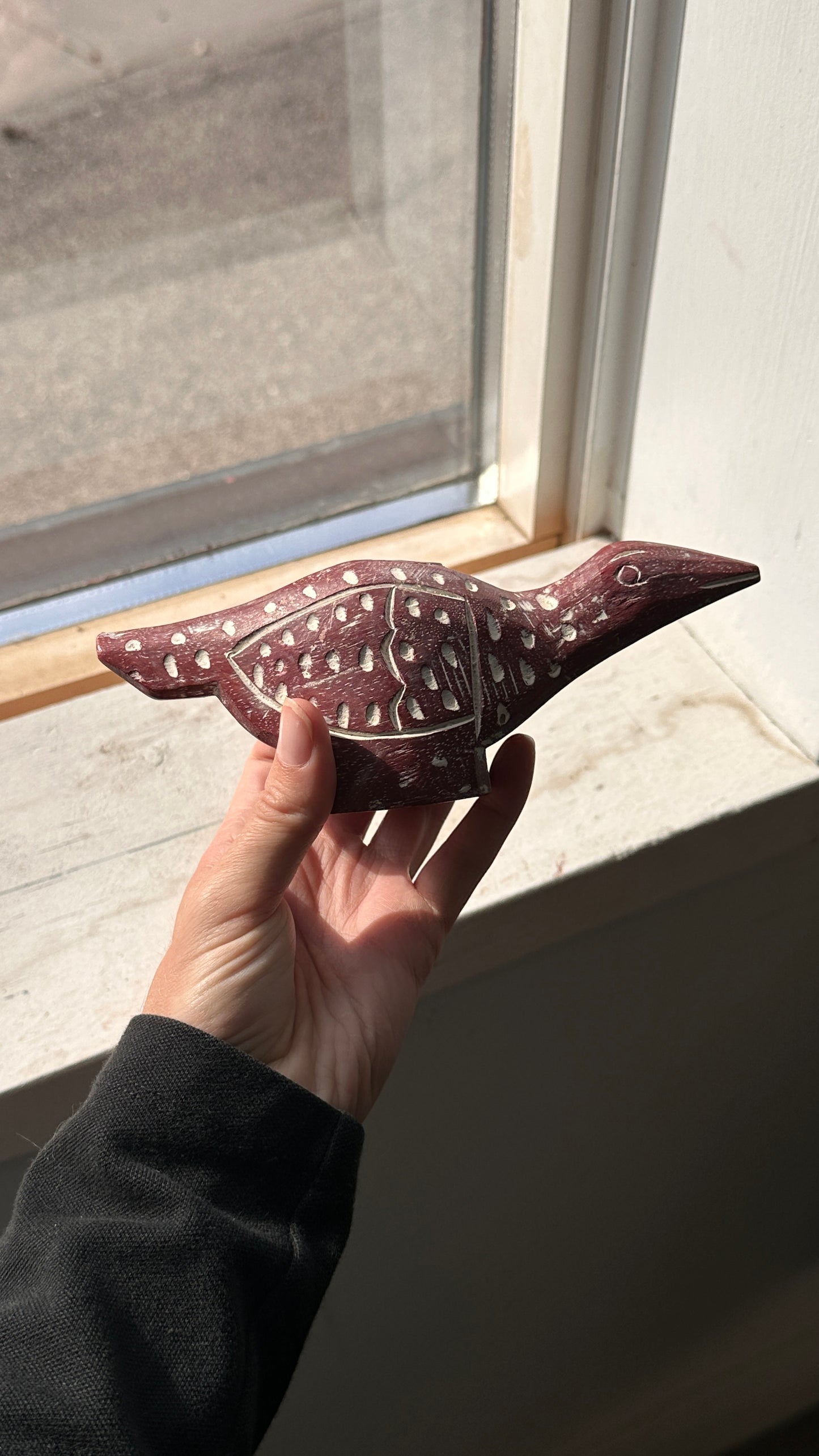 Carved Wooden Bird Candle Holder