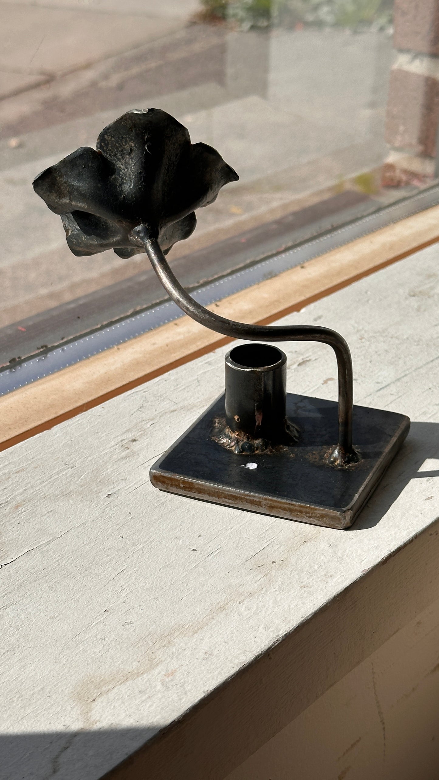 Handmade Steel Candle Holder with Flower
