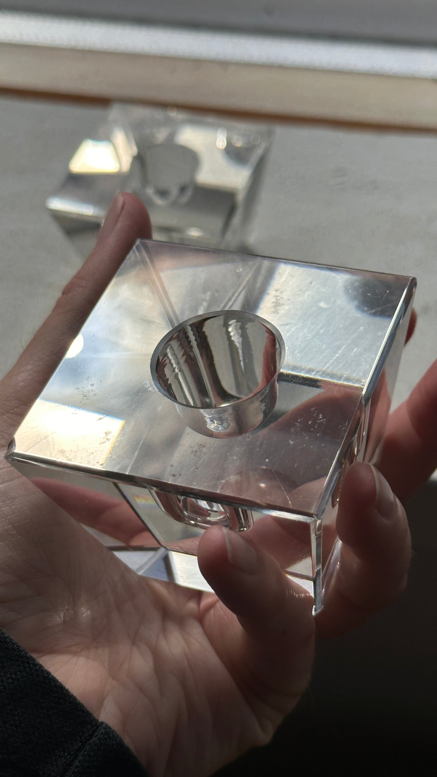 Pair of Vintage Glass Candle Holders