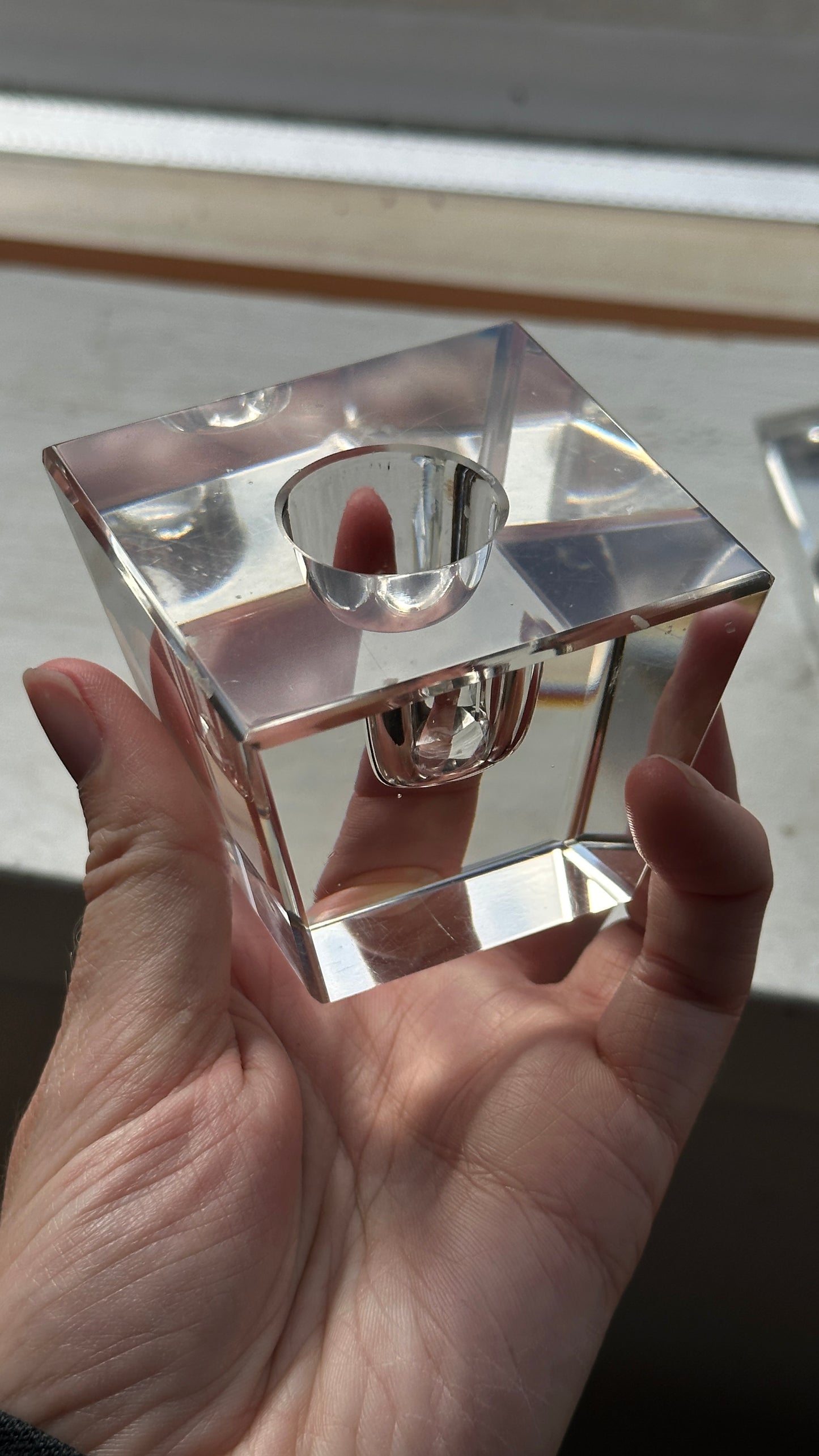 Pair of Vintage Glass Candle Holders