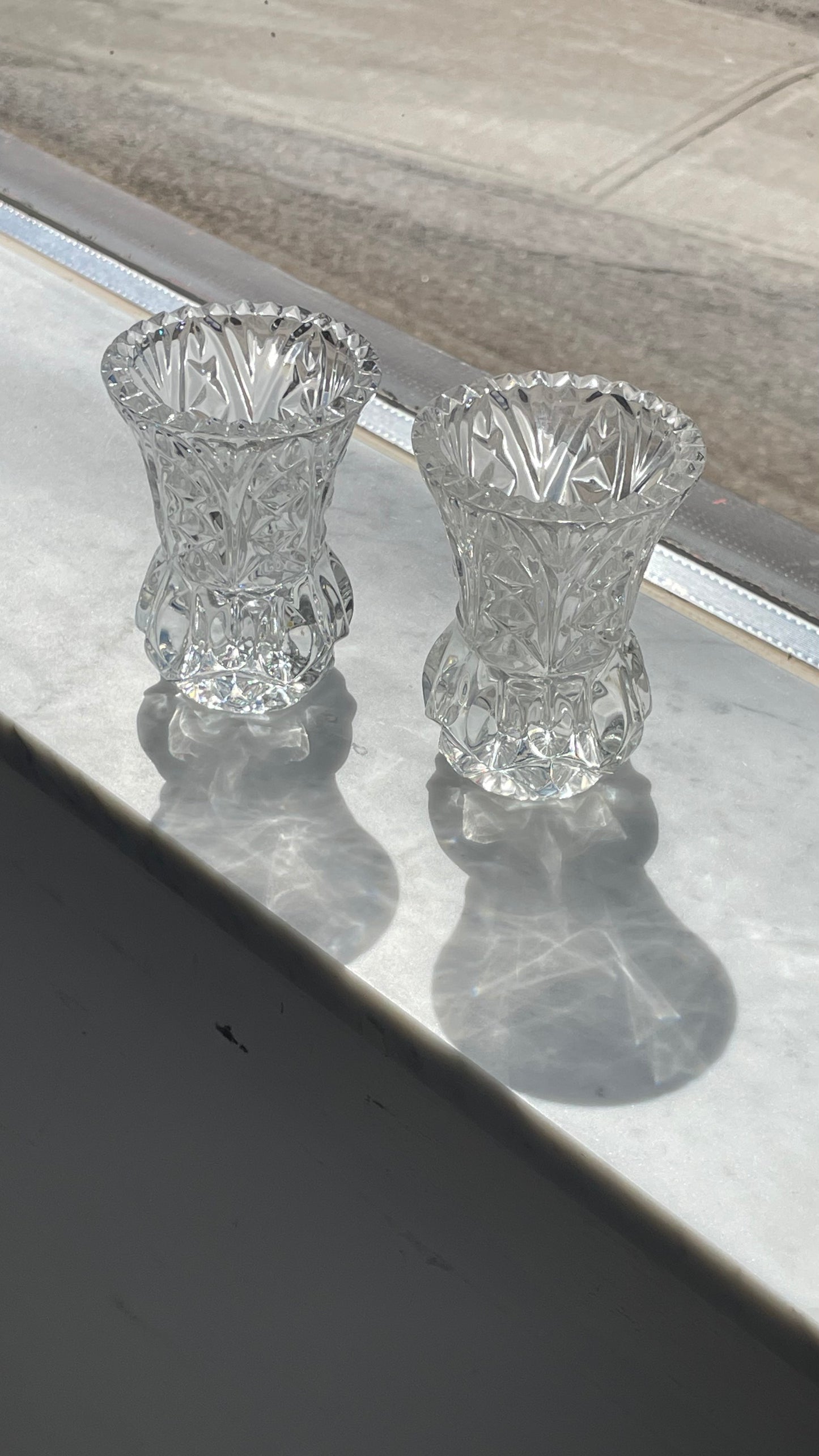 Pair of Cut Glass Toothpick Holders / Vases