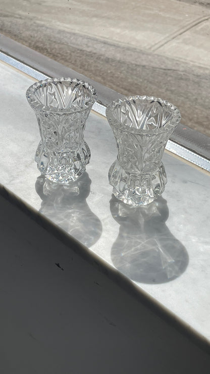 Pair of Cut Glass Toothpick Holders / Vases