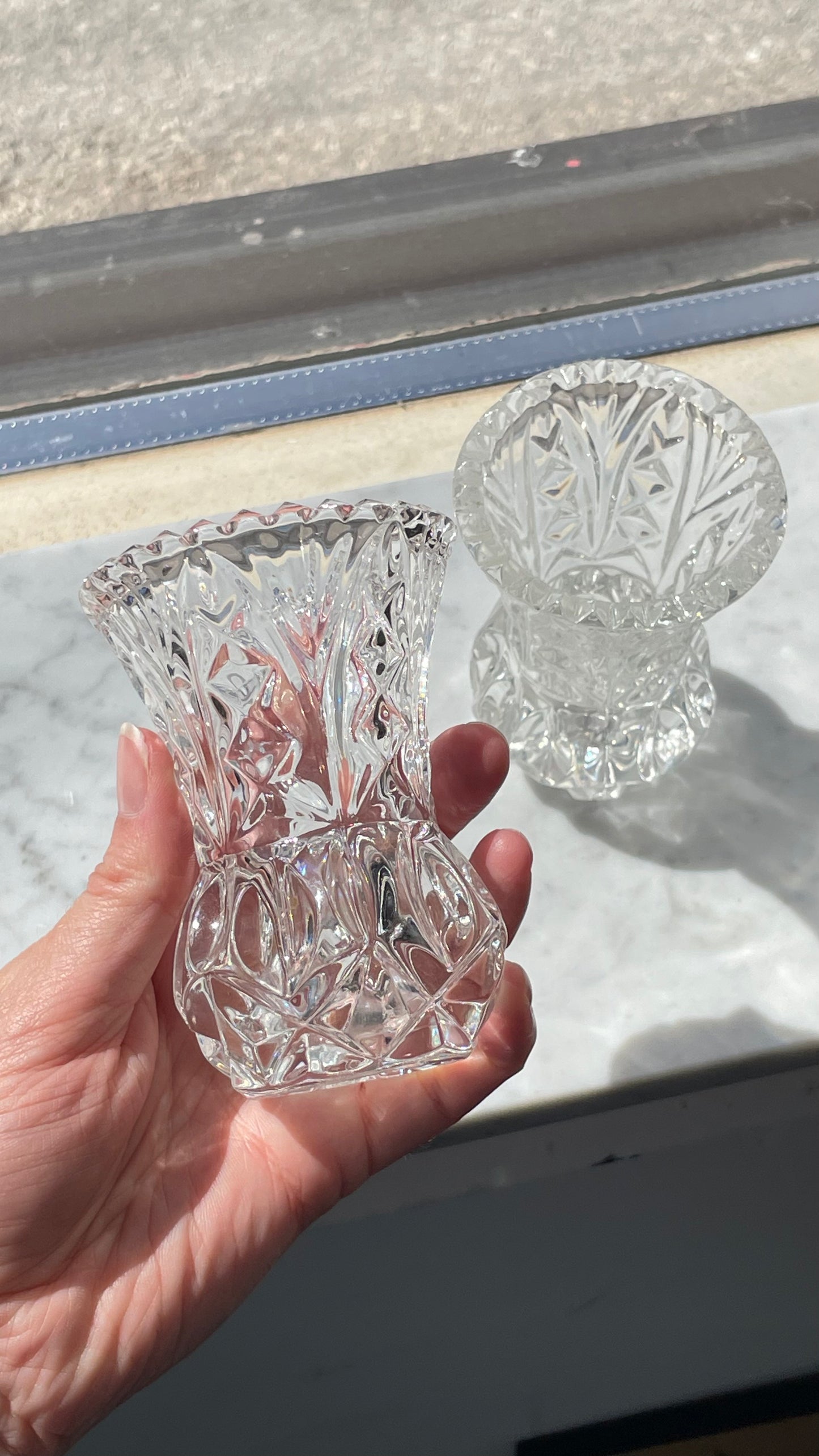 Pair of Cut Glass Toothpick Holders / Vases