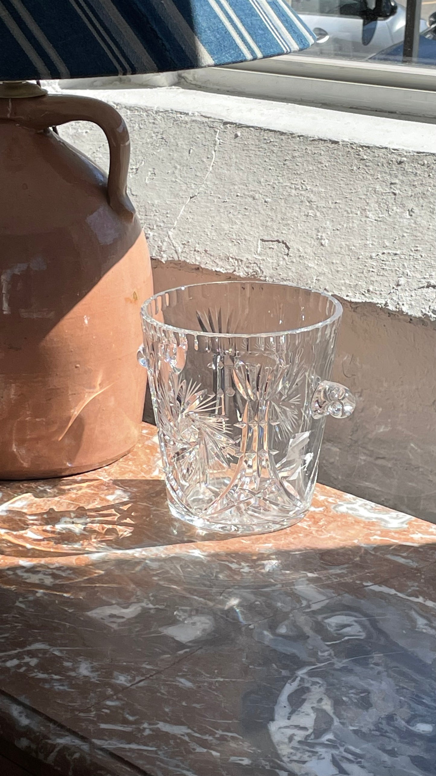 Vintage Pinwheel Crystal Ice Bucket