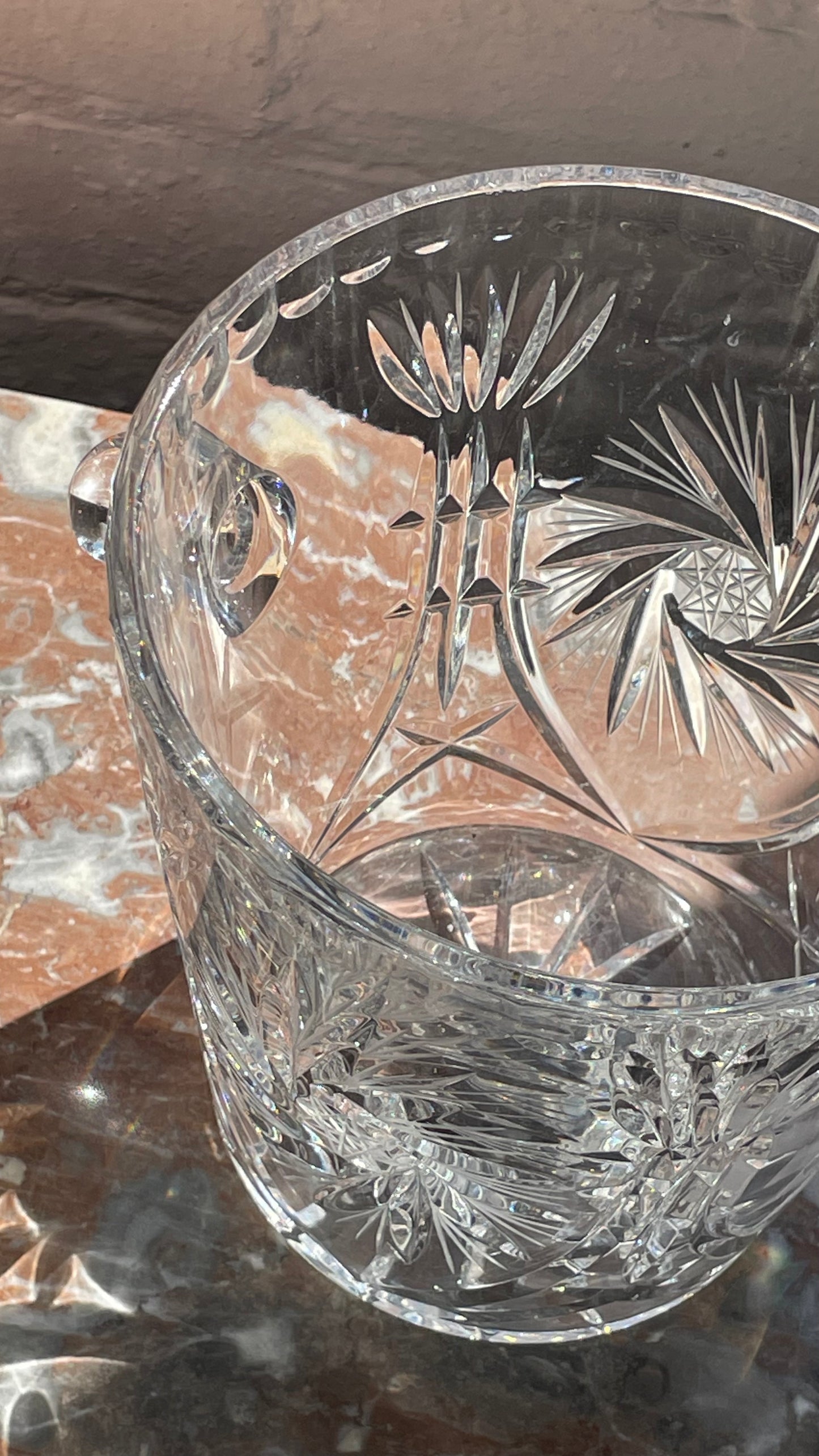 Vintage Pinwheel Crystal Ice Bucket