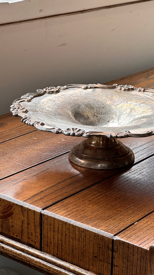 Antique Engraved Silver Serving Tray