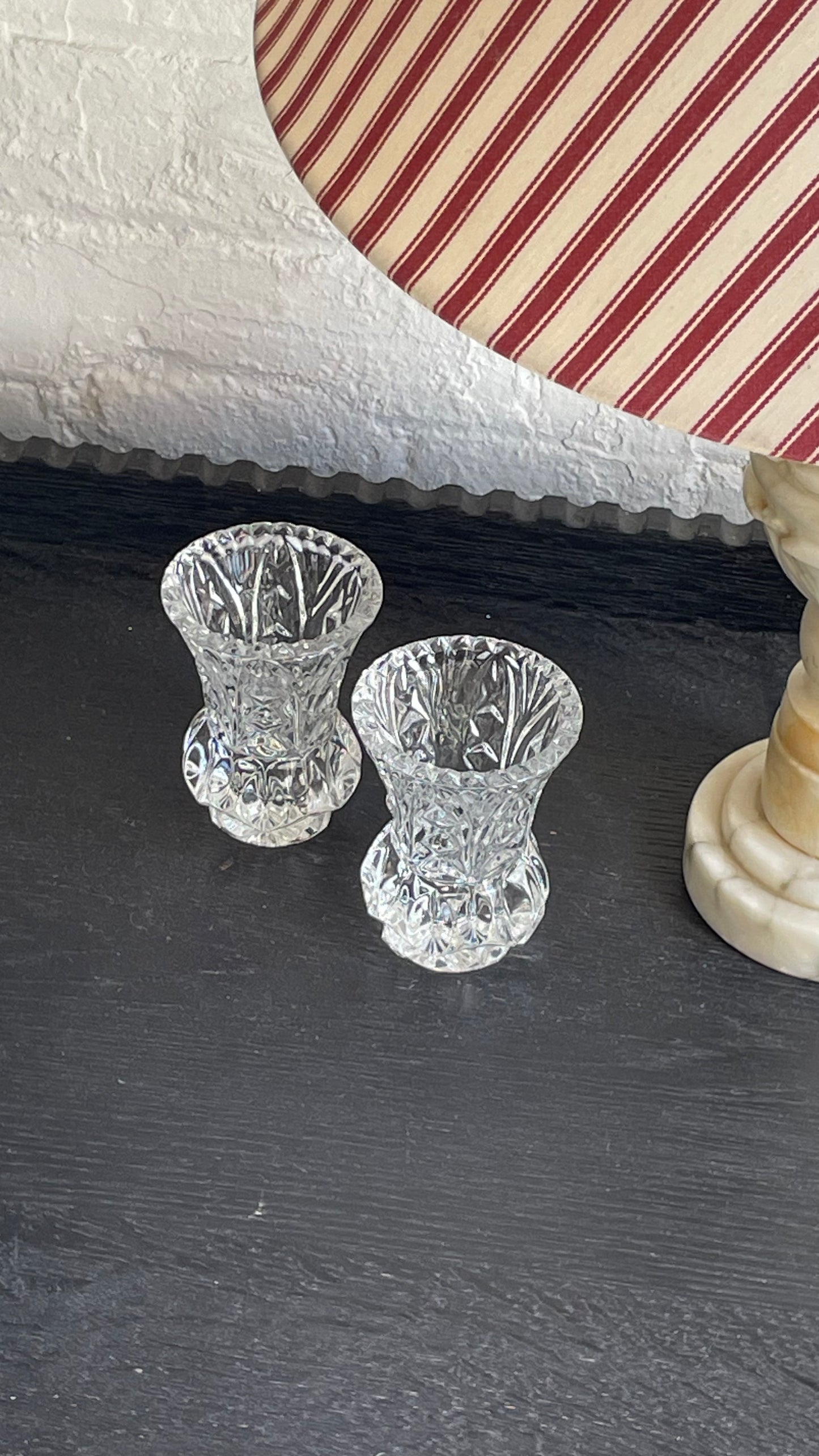 Pair of Cut Glass Toothpick Holders / Vases