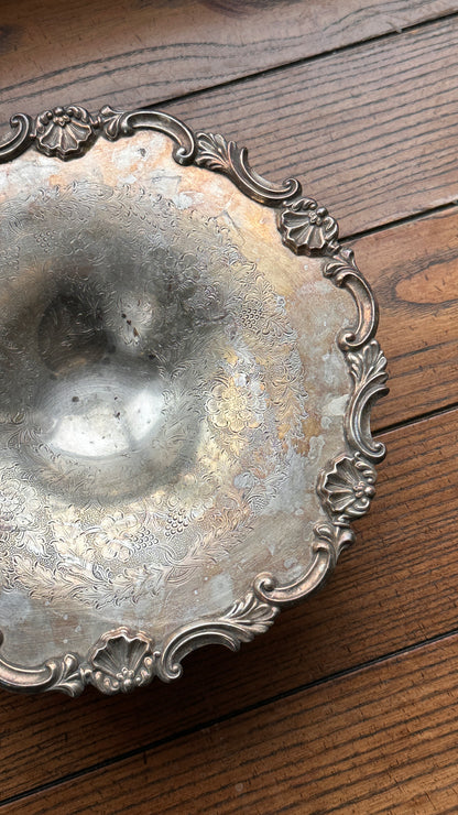 Antique Engraved Silver Serving Tray
