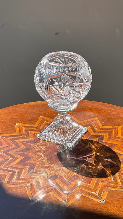 EAPG Orb Leaded Crystal Ball Vase / Candle Holder