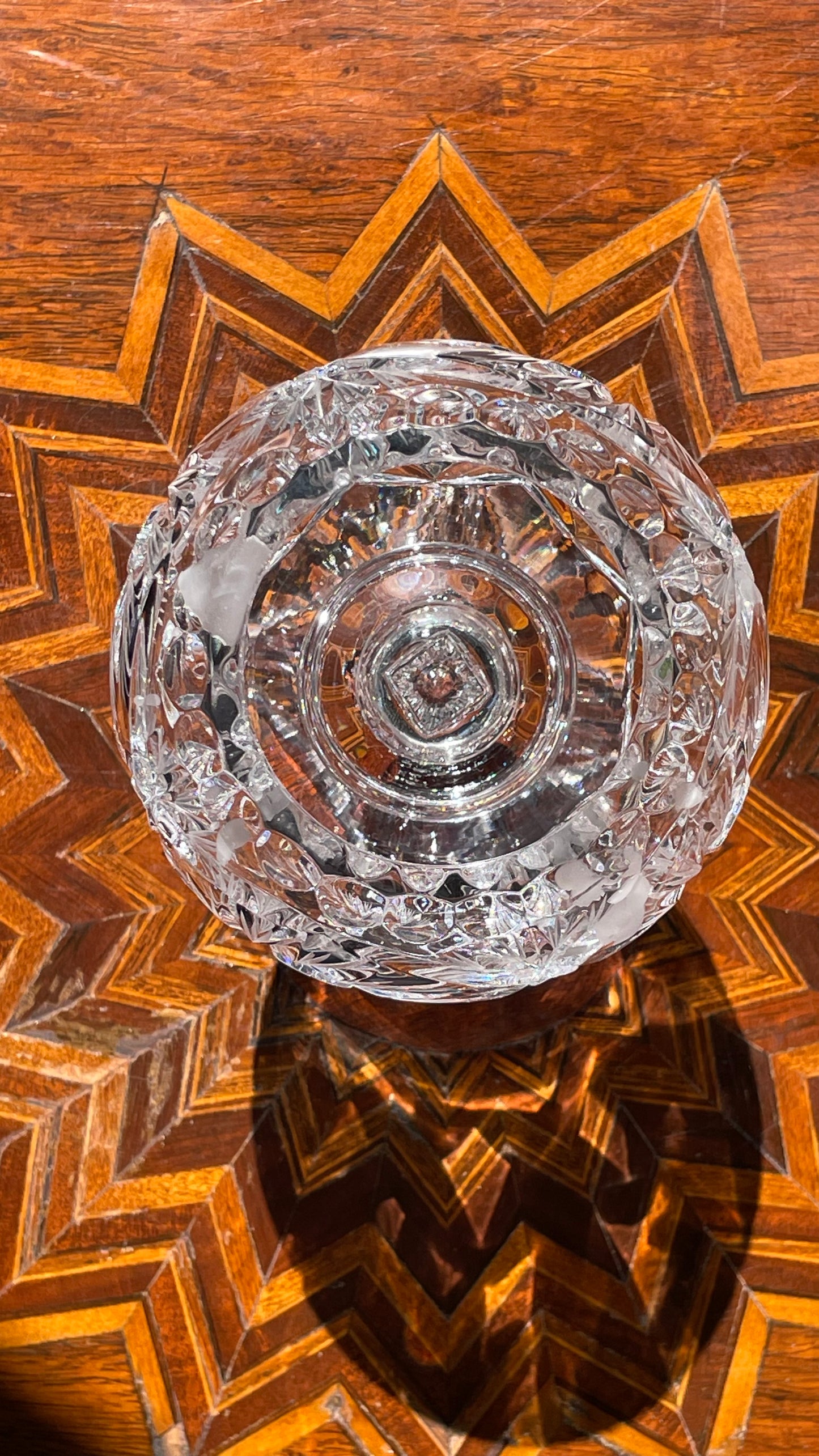 EAPG Orb Leaded Crystal Ball Vase / Candle Holder