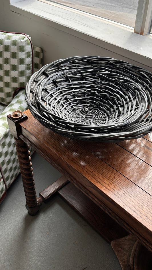Pair of Large Black Wicker Bowls
