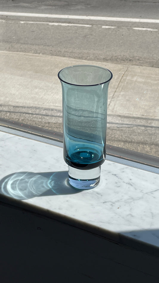 Mid Century Blue Glass Vase