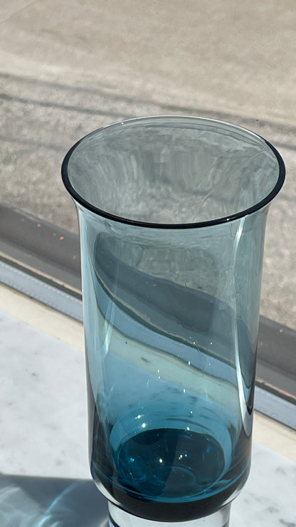 Mid Century Blue Glass Vase