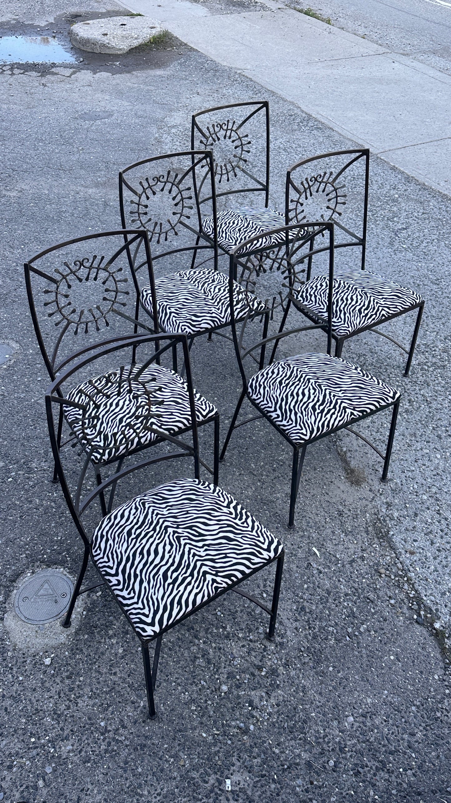 Set of 6 Brutalist Wrought Iron Chairs
