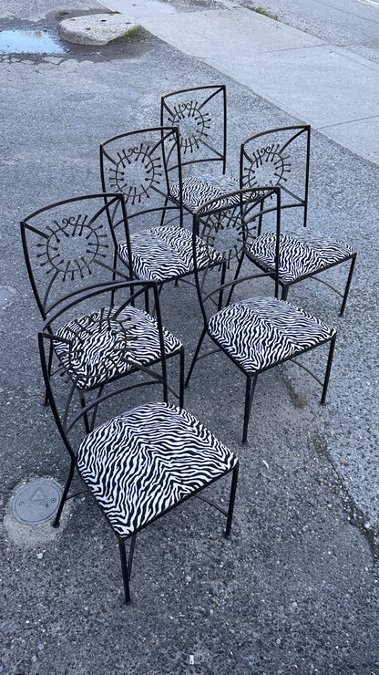Set of 6 Brutalist Wrought Iron Chairs