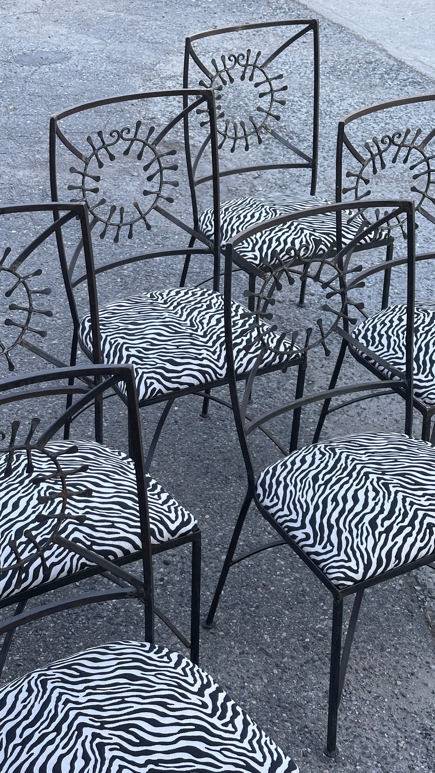 Set of 6 Brutalist Wrought Iron Chairs