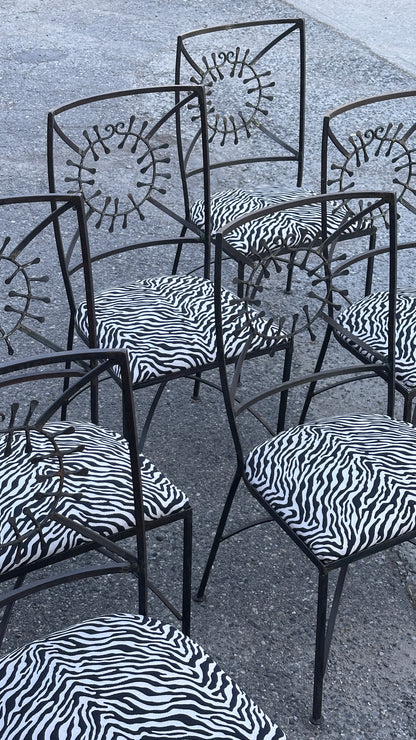 Set of 6 Brutalist Wrought Iron Chairs