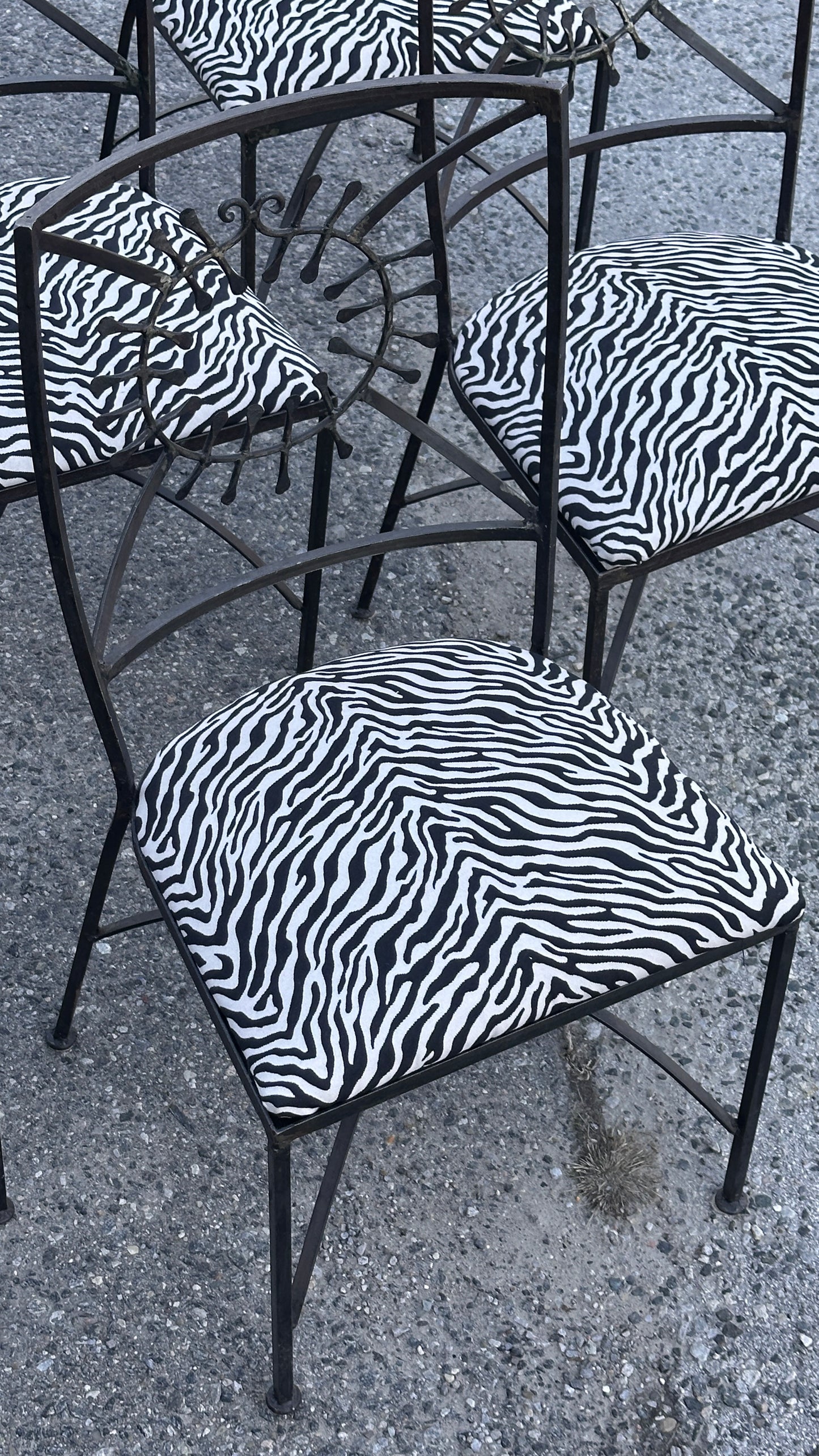 Set of 6 Brutalist Wrought Iron Chairs