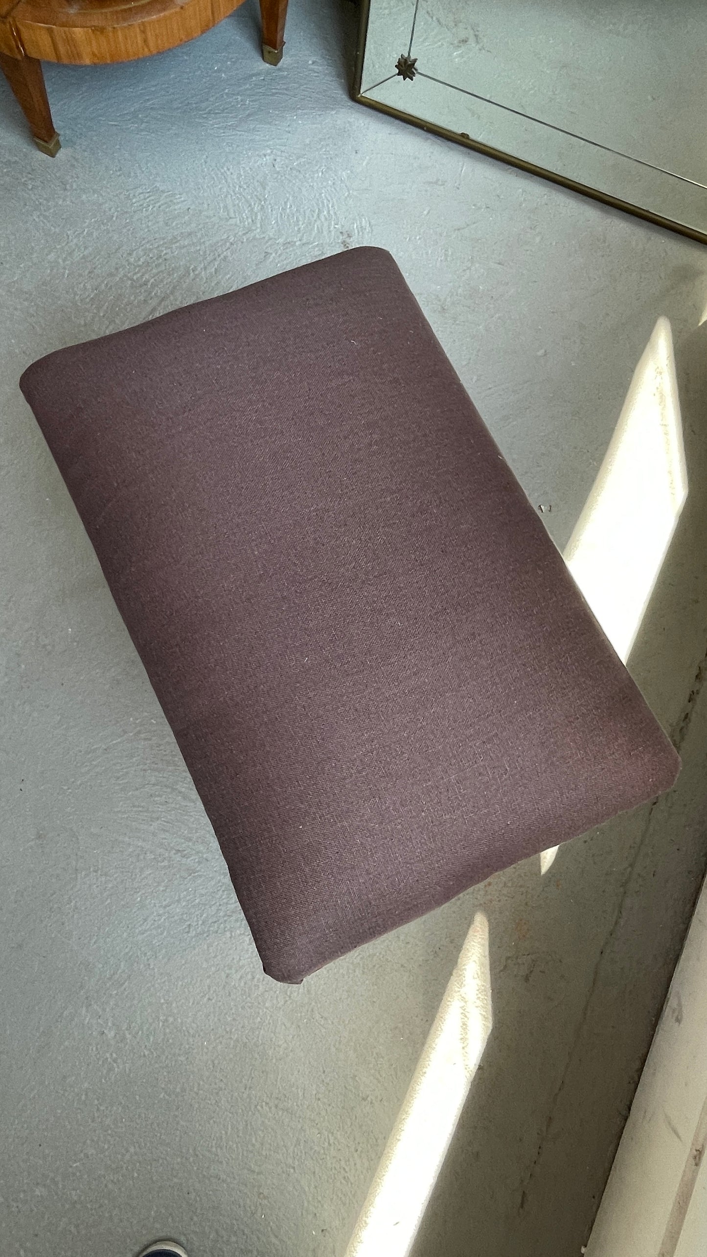 Curled Steel Bench with Custom Upholstery