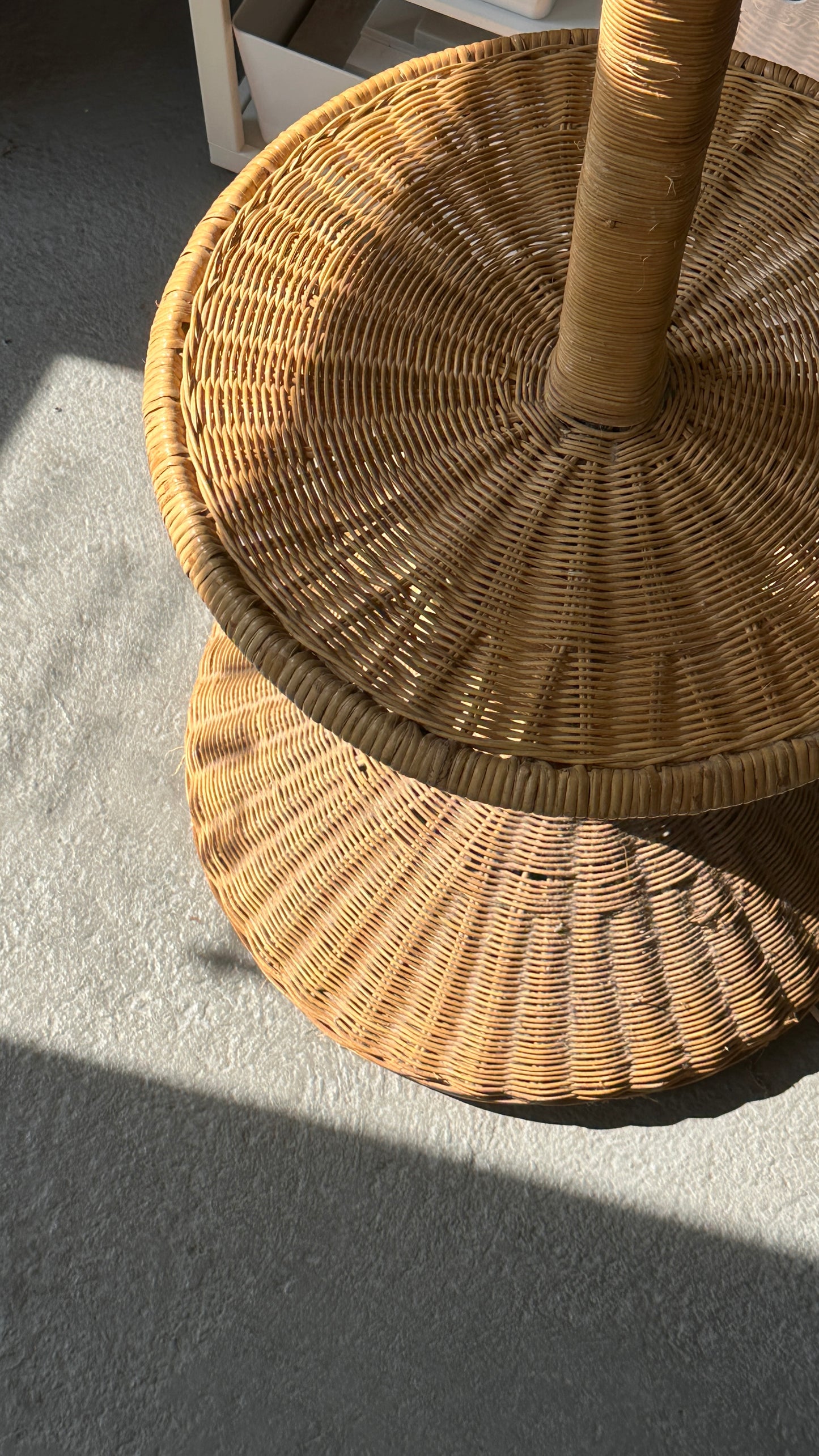 Vintage Wicker Lamp with Table