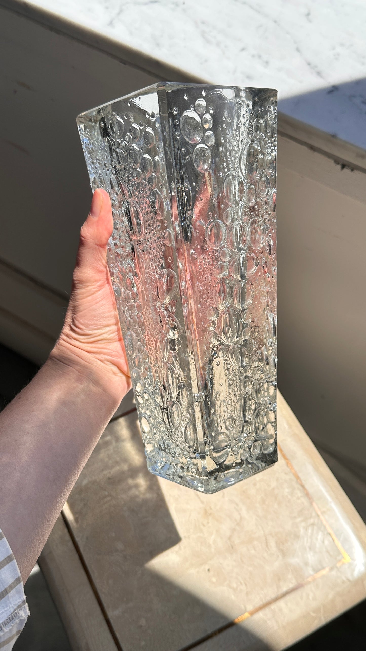 "Krople Rosy" Art Glass Vase by Eryka Trzewik-Drost for Huta Hortensja, Poland 1970s