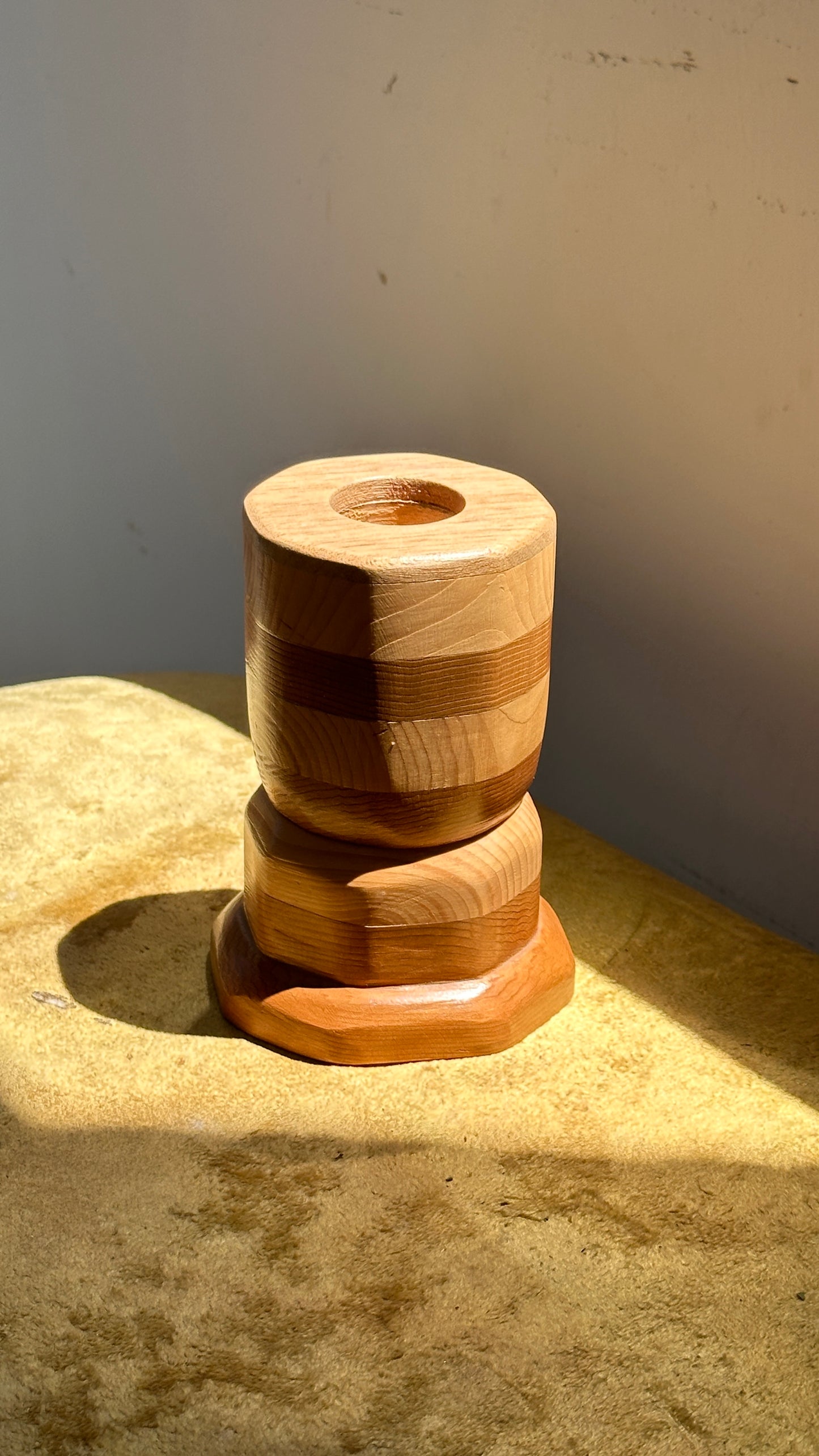 Turned Wooden Candle Holder