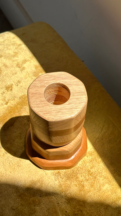 Turned Wooden Candle Holder