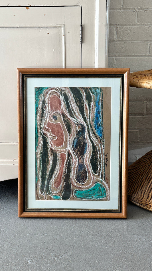 Framed Abstract Crayon Portrait