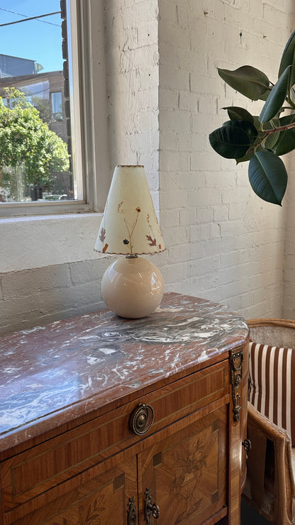 Vintage Ceramic Lamp with Floral Shade