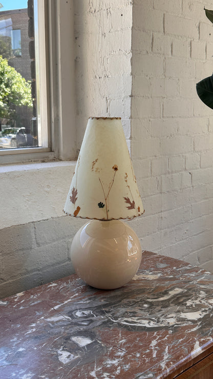 Vintage Ceramic Lamp with Floral Shade