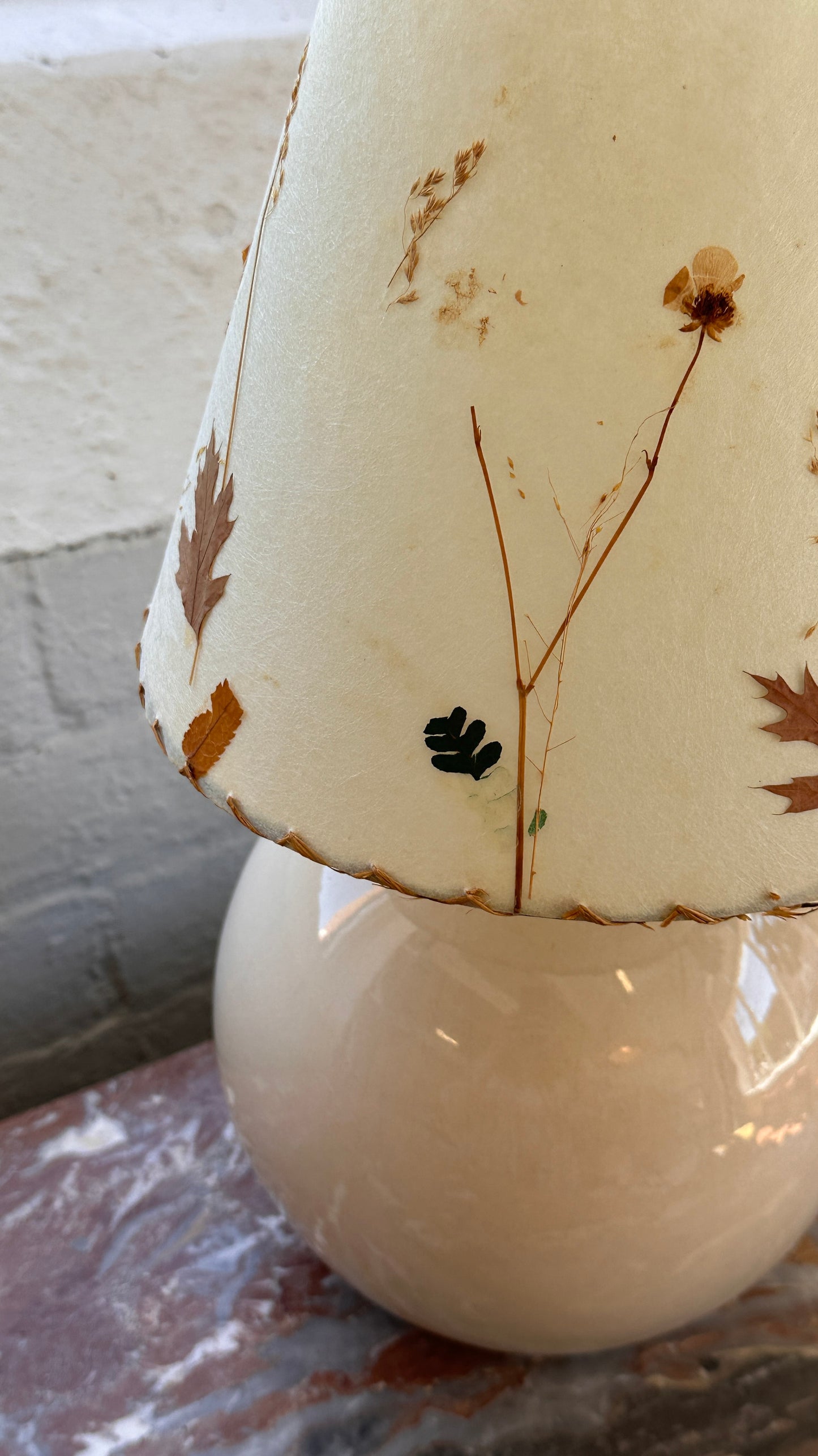 Vintage Ceramic Lamp with Floral Shade