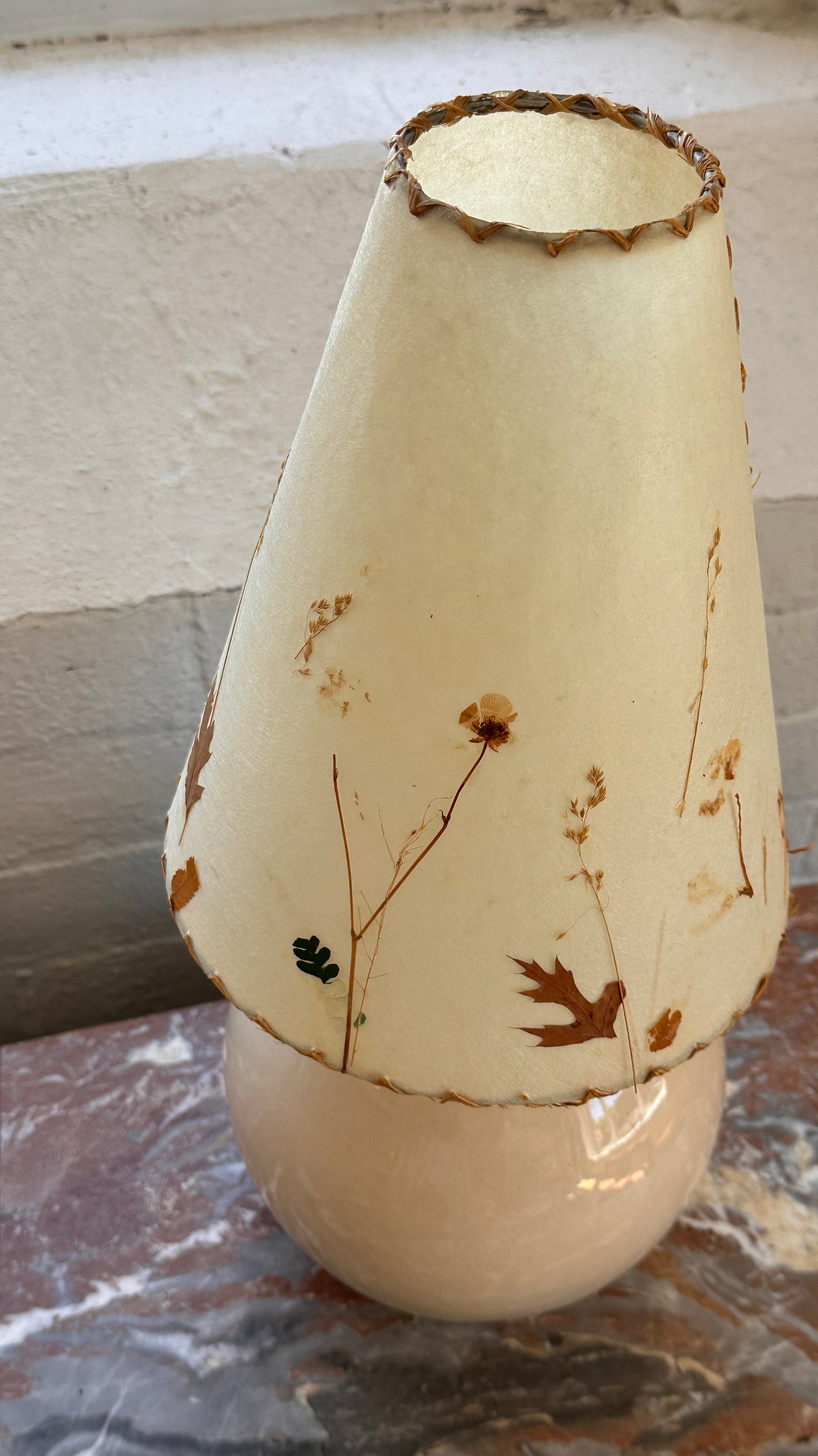Vintage Ceramic Lamp with Floral Shade