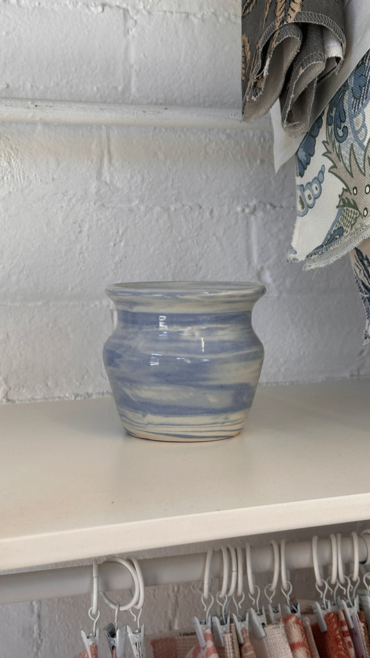 Blue Swirl Ceramic Vessel
