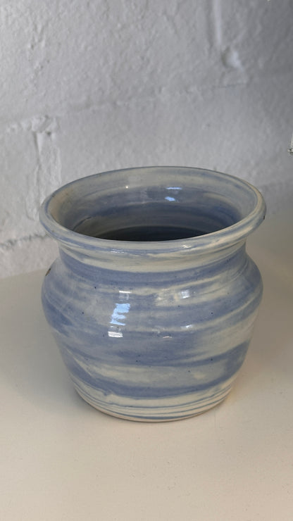 Blue Swirl Ceramic Vessel