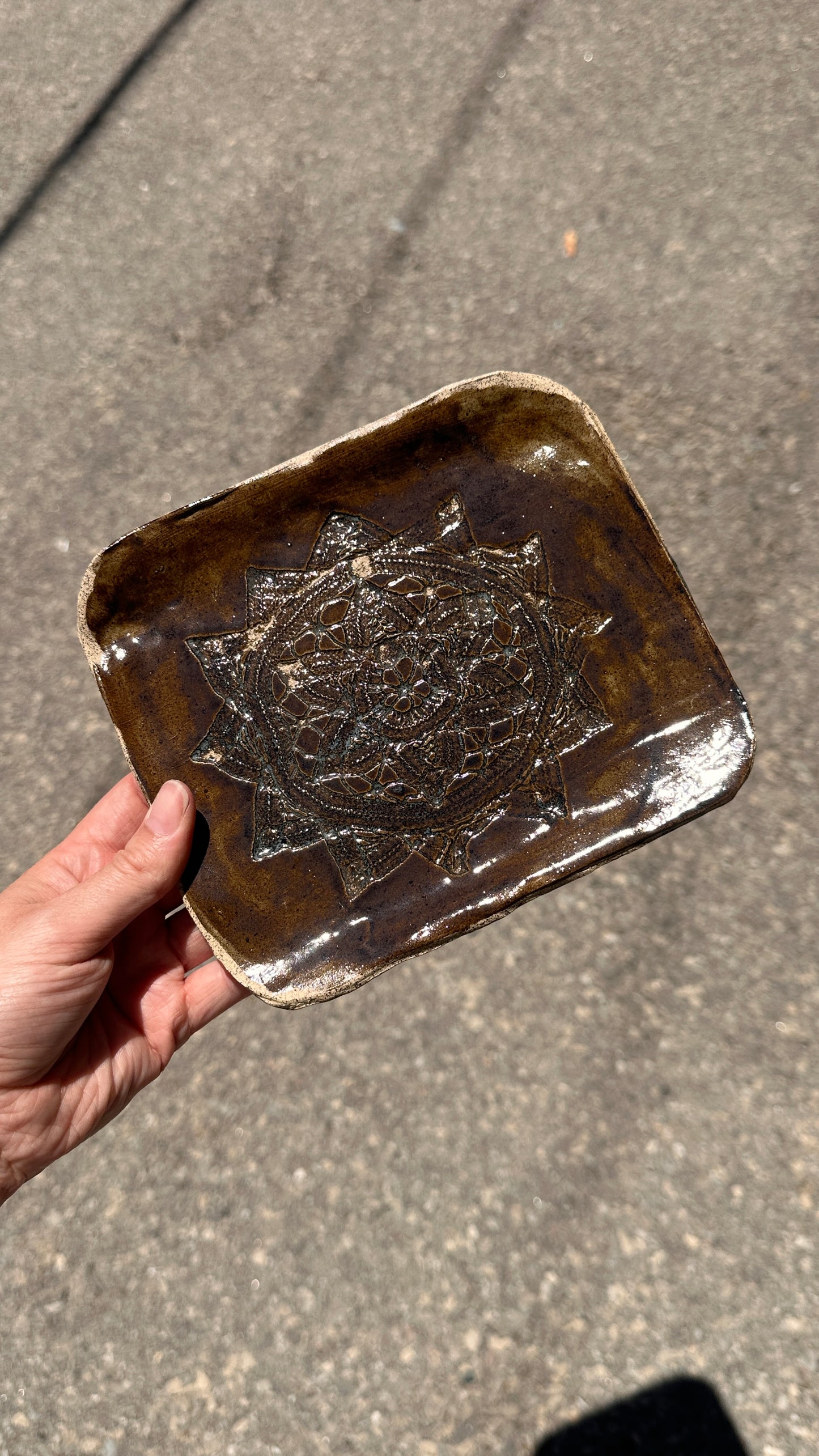 Slab Built Ceramic Tray with Decorative Relief