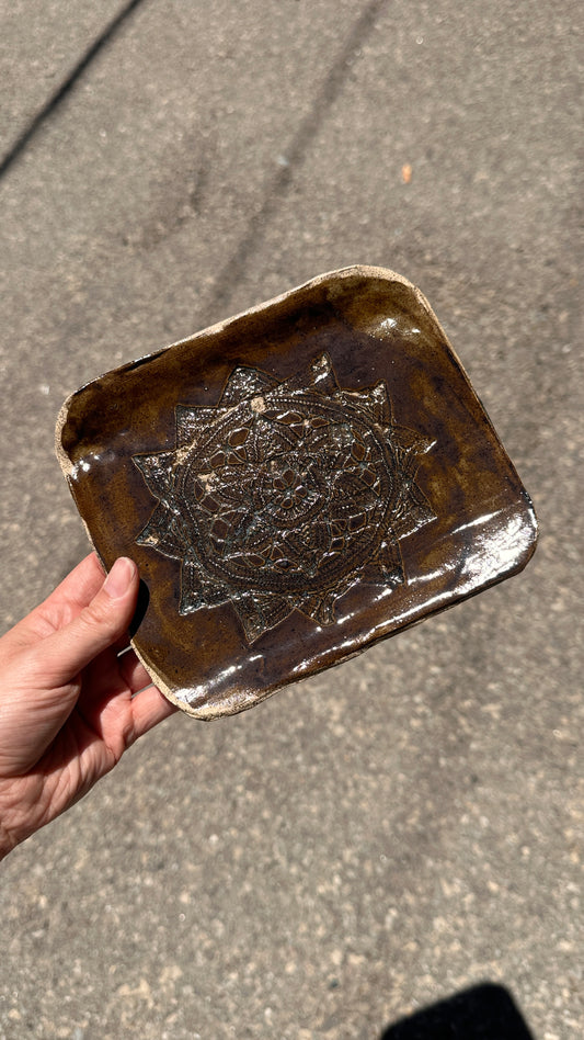 Slab Built Ceramic Tray with Decorative Relief
