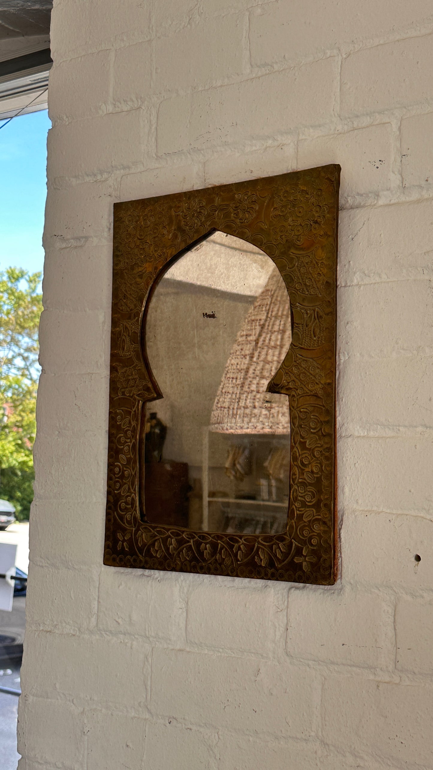 Brass Moroccan Style Engraved Mirror