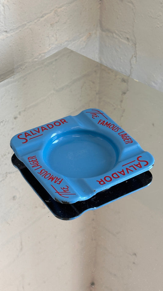 Vintage 1940's Salvador The Famous Lager Enamel Metal Ashtray