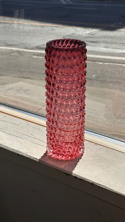 Vintage Pink Bubble Glass Vase