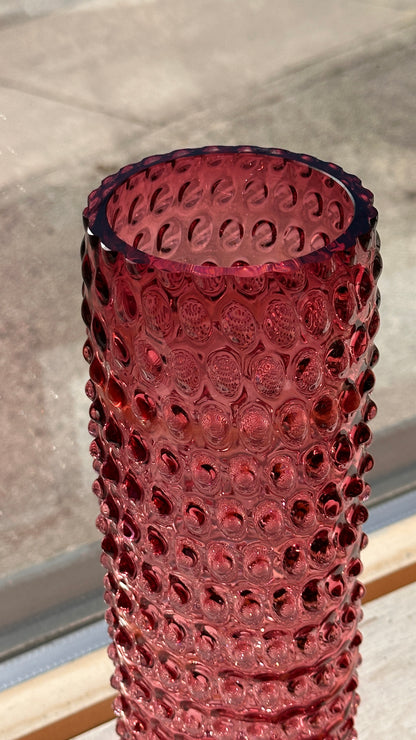 Vintage Pink Bubble Glass Vase