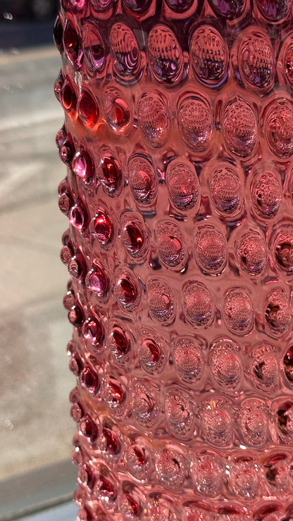 Vintage Pink Bubble Glass Vase