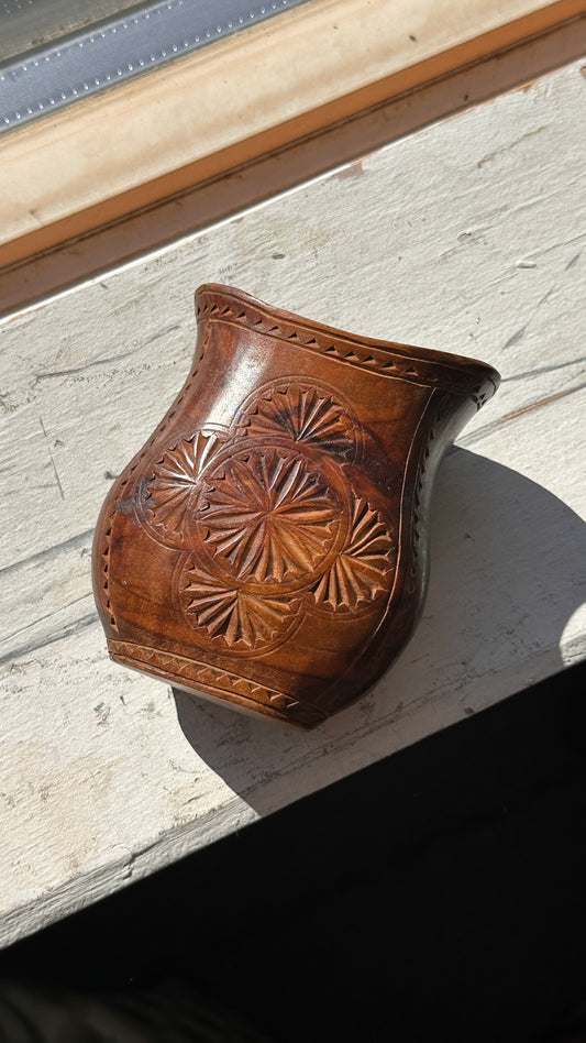 Hand Carved Yugoslavian Wood Cup