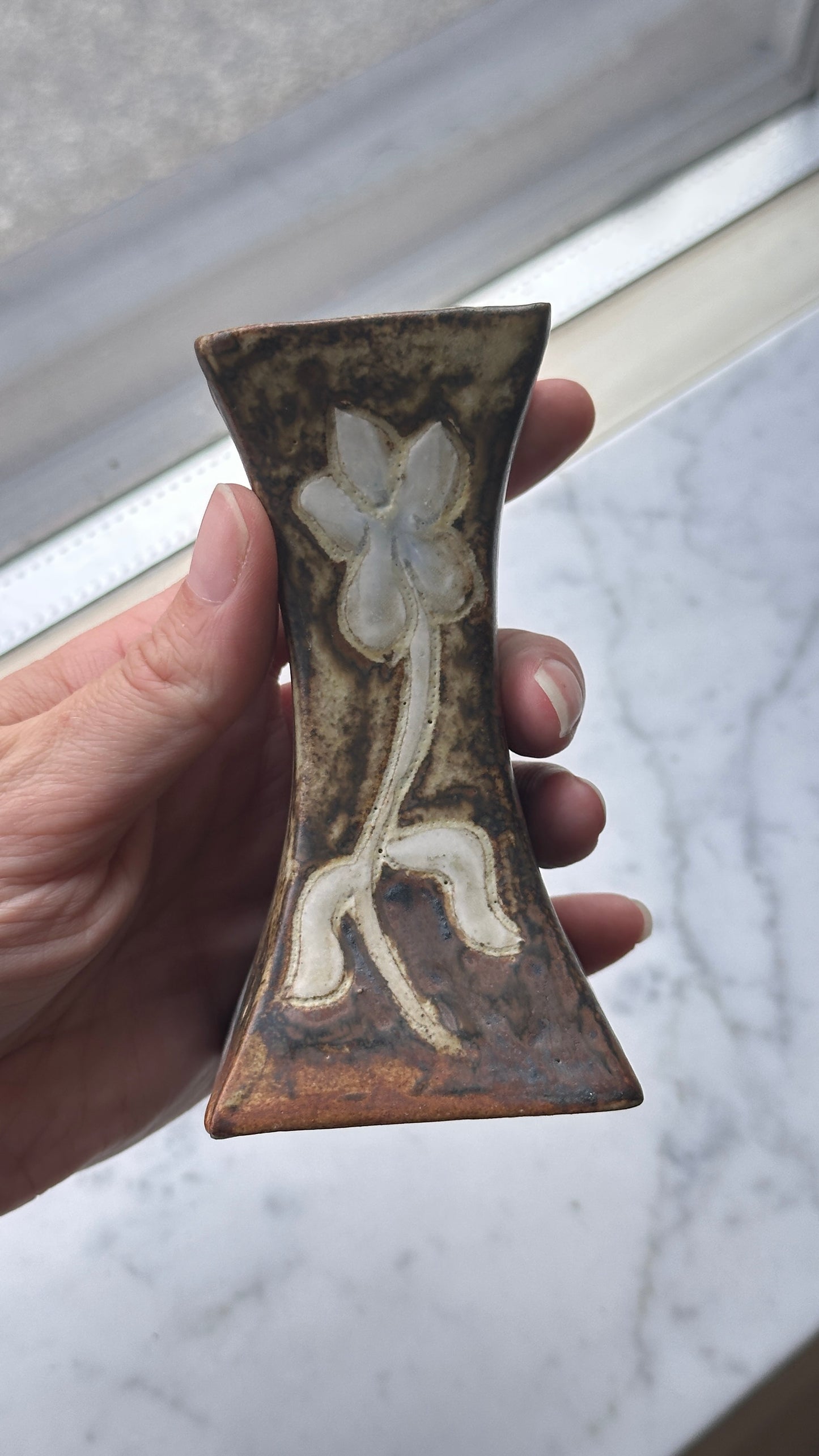 Handmade Ceramic Vase with Floral Design