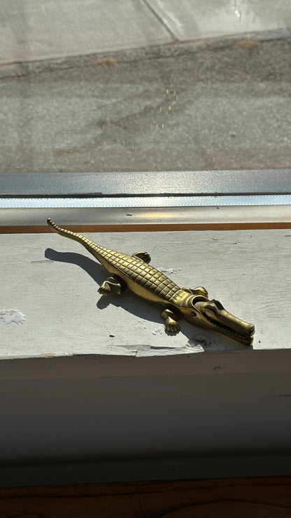 Vintage Cast Brass Crocodile Nutcracker