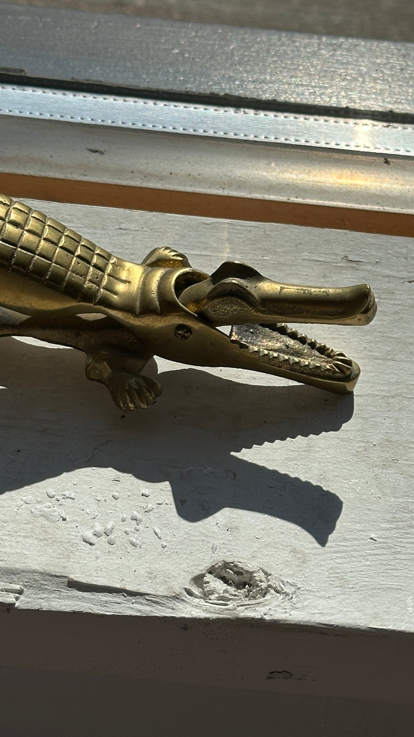 Vintage Cast Brass Crocodile Nutcracker