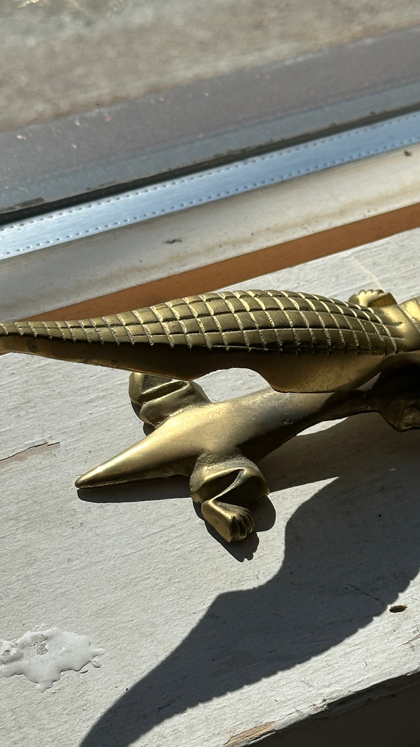 Vintage Cast Brass Crocodile Nutcracker