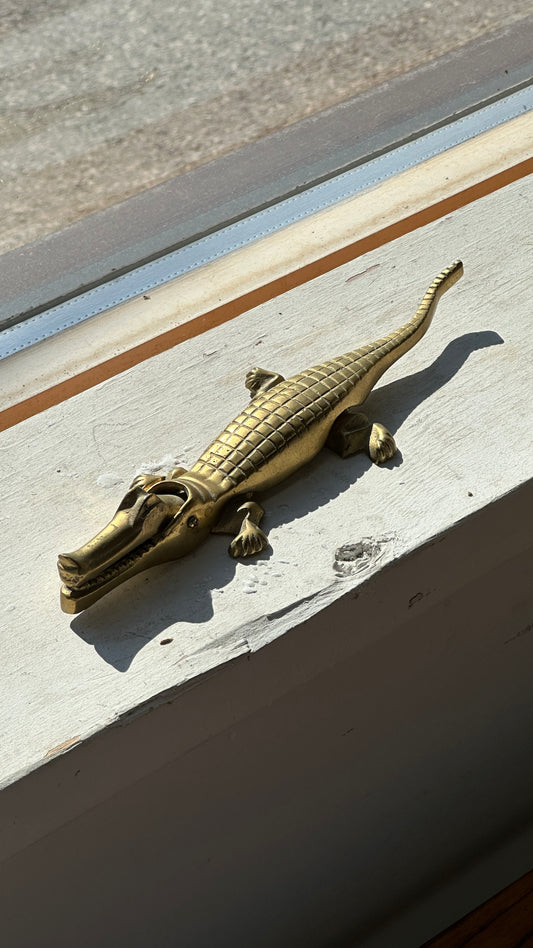 Vintage Cast Brass Crocodile Nutcracker