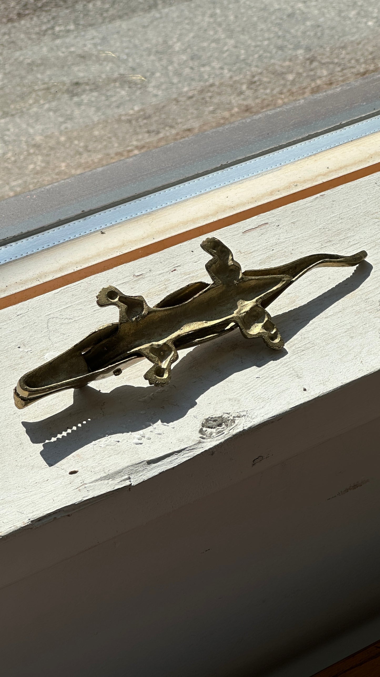 Vintage Cast Brass Crocodile Nutcracker