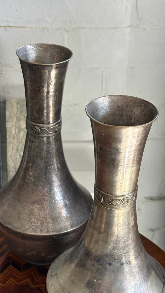 Pair of Vintage Hammered Vases